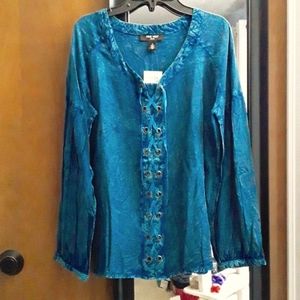 Nine West acid mineral wash corset front top S